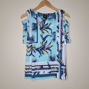 JM COLLECTION FLORAL PRINT SHORT-SLEEVE CO…
